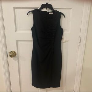 Calvin Klein Women’s Black Sheath Ruffle Detail Office Corporate Dress Size 6